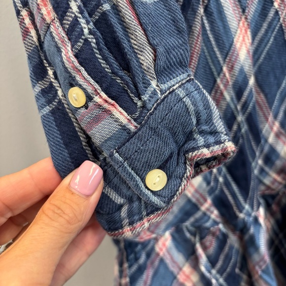 Polo Ralph Lauren Navy Plaid Girls 5 Button Down Shirt Dress Flannel - Picture 7 of 12